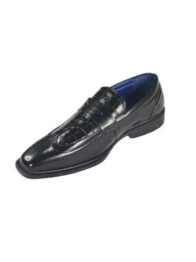 Roberto Chillini 6572 Men’s Croc Embossed Penny Loafers Classic Dress Slip-On